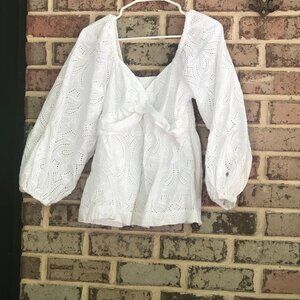 Banana Republic White Eyelet Top